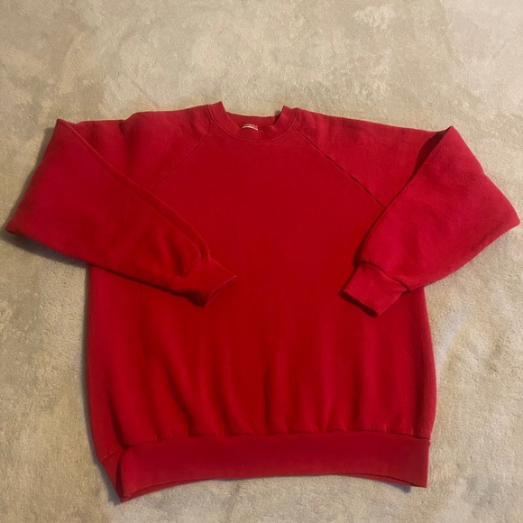 Fruit of the Loom Tops - Vintage Fruit Of The Loom Red Crewneck Sweatshirt Pullover Size L Womens 90s